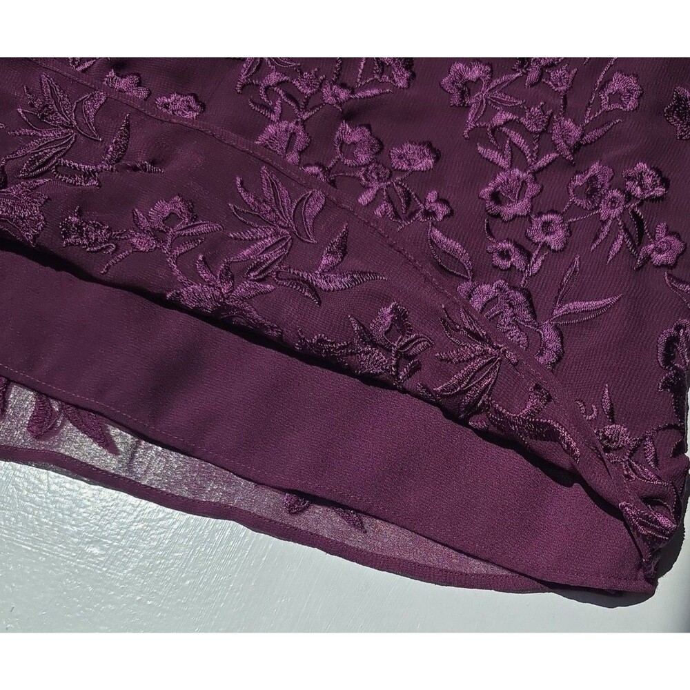 WHBM Tank Top Floral Embroidered w/ Sheer Layer Romantic Feminine Boho Purple L - Picture 3 of 8